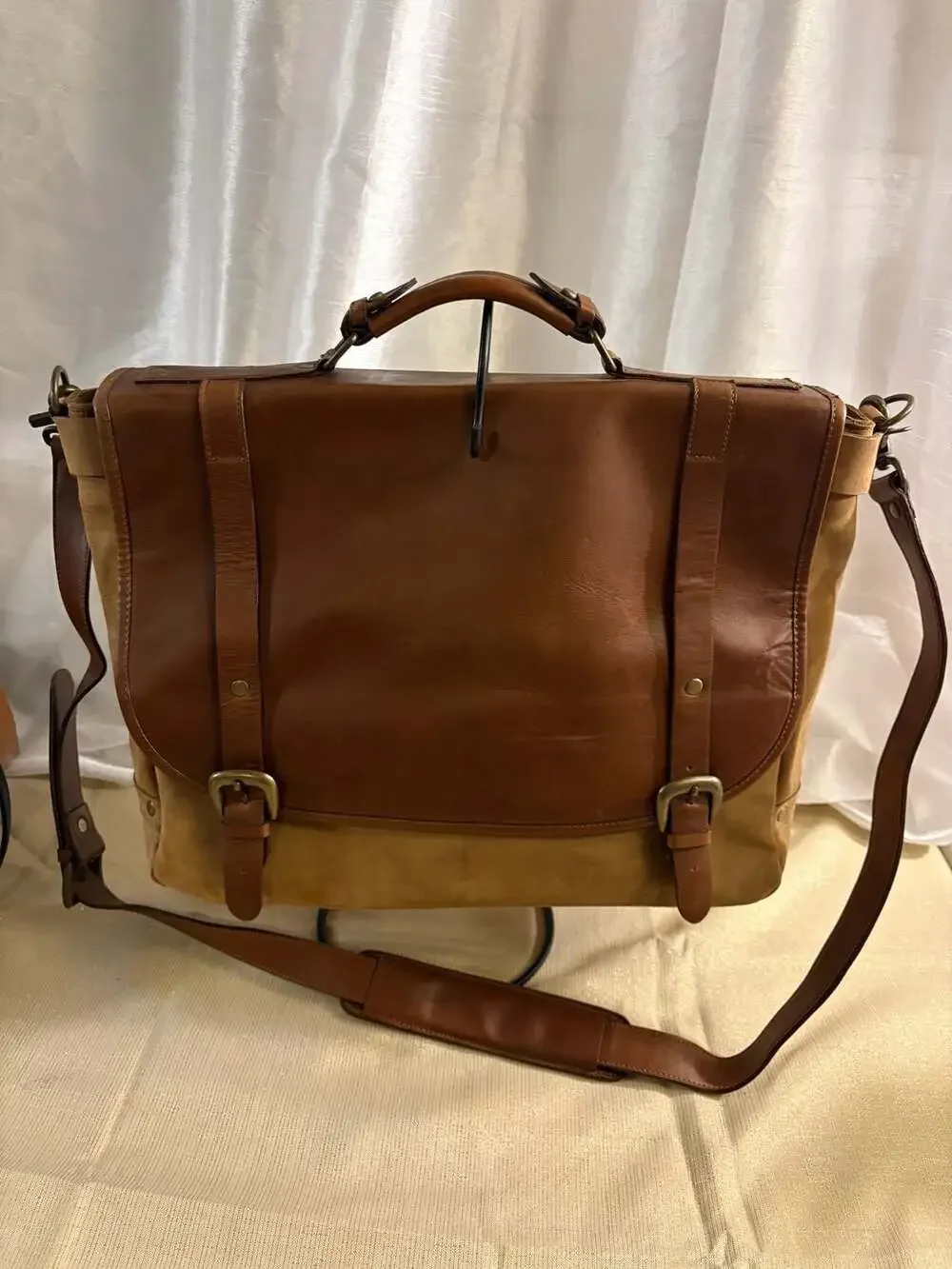 Vintage Marlboro Classics Gear Leather Briefcase Shoulder Messenger Bag Distress